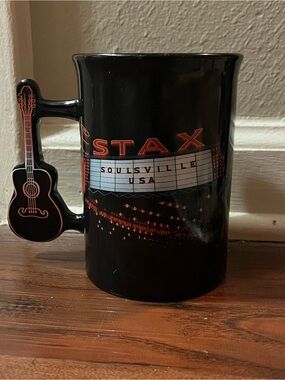 Soulsville USA Memphis Black Ceramic Mug with Guitar Handle 16oz